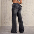 Pre-sale-15856#  cross-border women's fashion european and american foreign trade ins new fashion slightly flared non-leg jeans