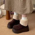 Thick sole heightened snow boots women's 2025new arrivalwinterfleece-linedheattech furry short bootsfashion ugly cute big toe cotton shoes