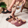 Exportnew arrivalplus sizecut out toe thick bottom slippers women's retro style buckle lazy back empty half slippers sandals wholesale