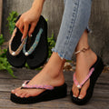 Aliexpress foreign trade plus size 2025 summer pearl thick sole flip flops beach lightweight casual plaid sandals women