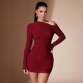cross-border e-commerce women's party evening dress bodycon red dress elegant  mini dress
