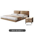 Italian normcore tofu block suspended bed accessible luxury modern casualclassy soft-packed leather bed master bedroom double bed
