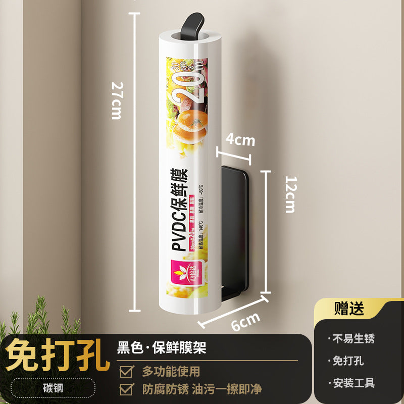 No punching, kitchen tissue holder, cabinet roll paper tube special oil-absorbing paper rack, plastic wrap bag storage and hanging shelf