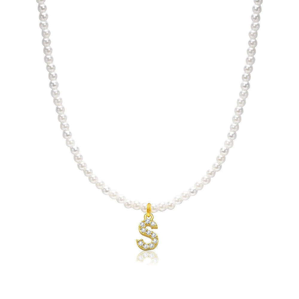 new arrival imitation pearl necklace niche style design 26 english letter pendant necklace classy sense collarbone chain necklace