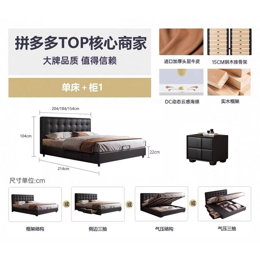 Big tree island home french retro storage waffle grids bed master bedroom bed italian light luxury black medieval style bed high box