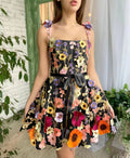 new european and american cross-border  independent station women's 3d floral embroidered bodycon sexy dress