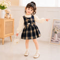 Baby girl's autumn korean-style dress, preppy style, princess dress for infants and toddlers, autumn faux two-piece dress