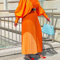 D436 independent station plus size women's clothing  autumn new arrivalfashion elastic pleated skirt plus sizeexport a-line skirt