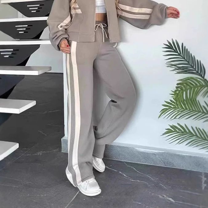 fashion color block two-piece set for women: autumn casual activewear collection - perfect for us & european cross-border e-commerce (, )