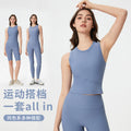 Naked slimming shaping with breast pad sports vest women's no embarrassment line high waist hip lifting fitness yoga pants suit