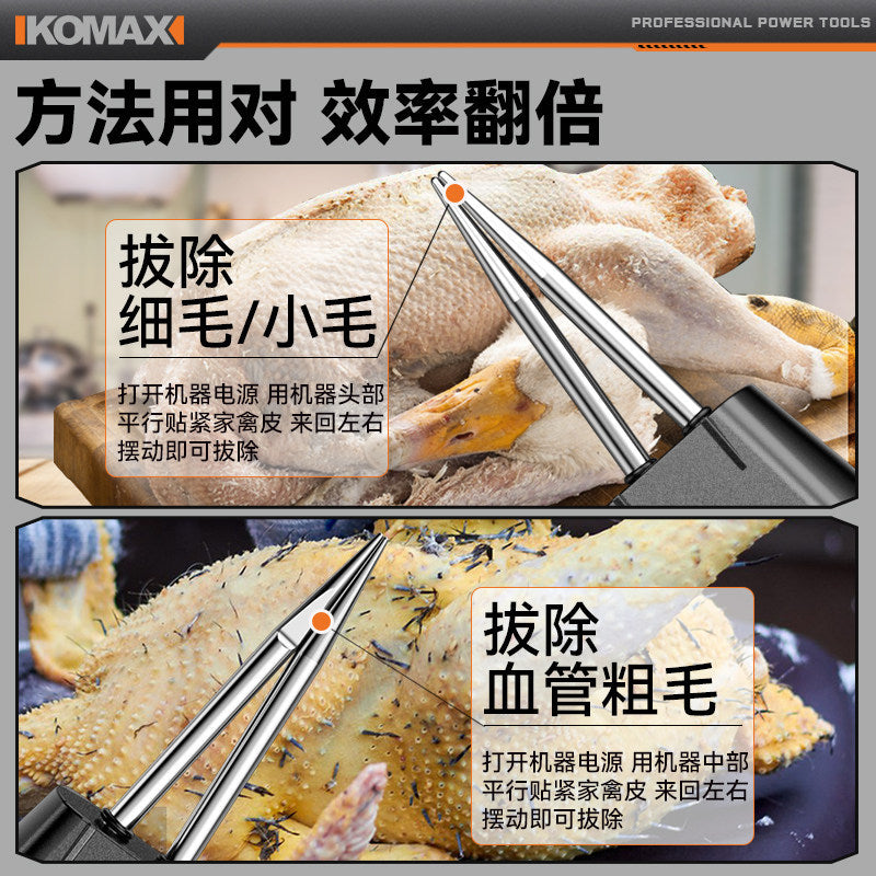 Fully automatic poultry plucker - cordless lithium battery powered chicken and duck feather removal machine - electric plucker for home use on ducks and geese