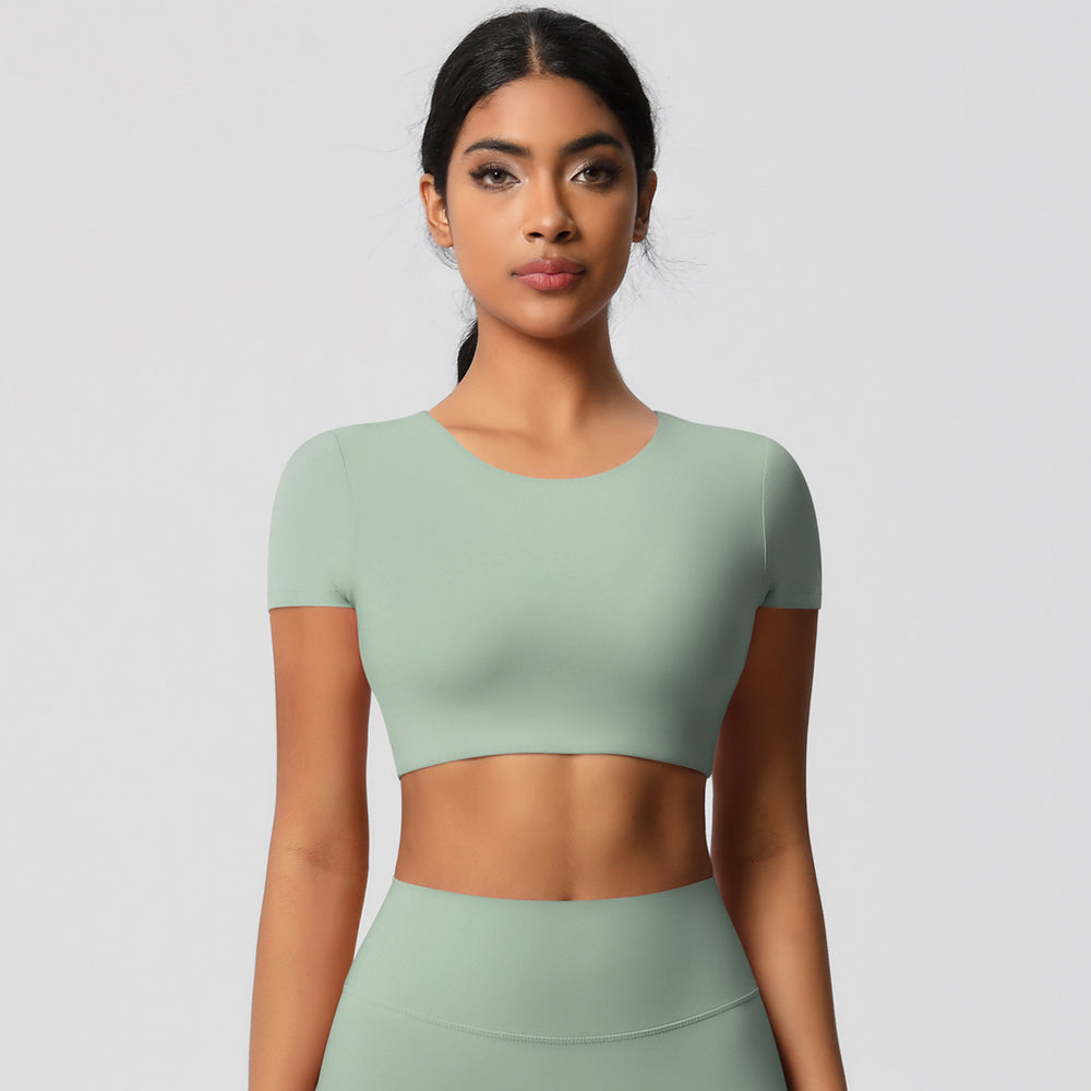 New arrival: barely-there feel, high-intensity compression yoga top. brushed fleece, built-in bra, quick-dry running & workout top for women