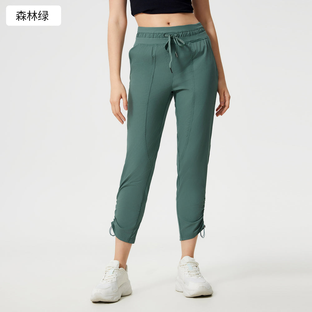 Spring/summer lightweight breathable ice-feel casual sports pants for women - two-way wear, slimming, running & fitness straight-leg pants dss070