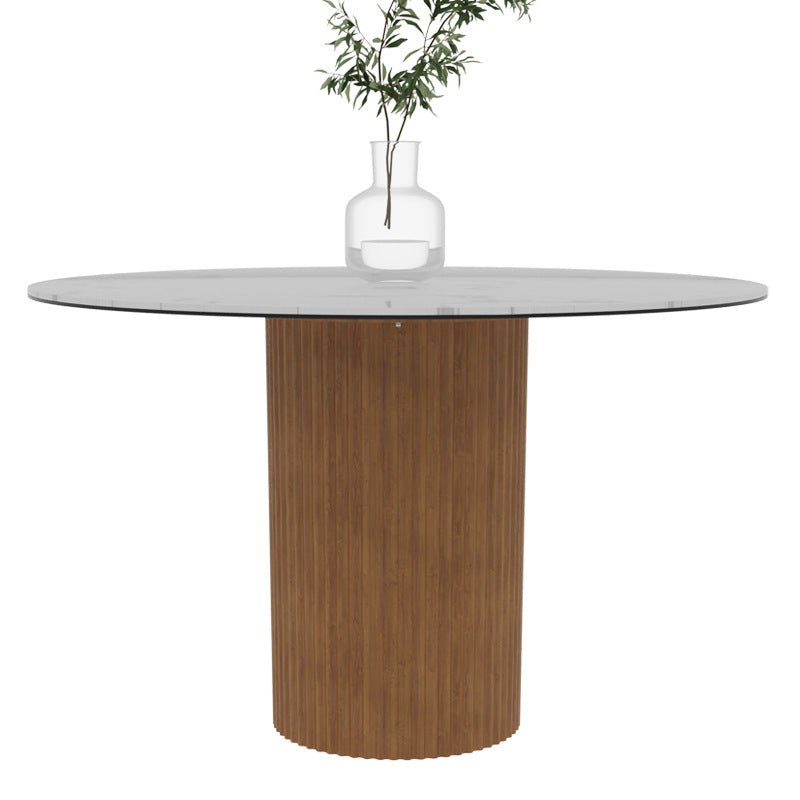 Direct from the factory: customizable rock slab round dining table, modern minimalist solid wood color dining table and chairs, designer combination negotiation table