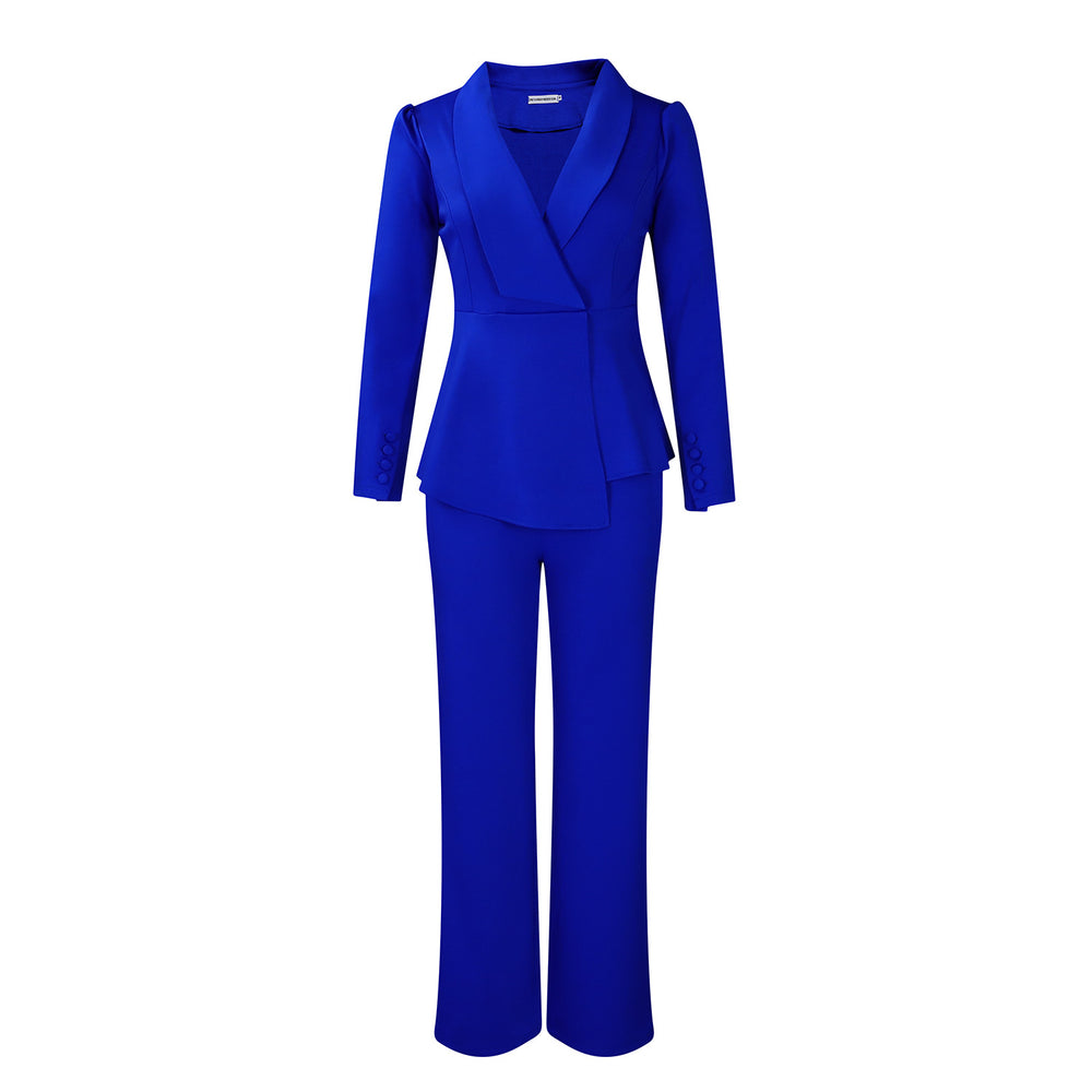 D549 european and american style women's winter new fashion elegant ol ruffle top wide leg pants fashion african outfit set