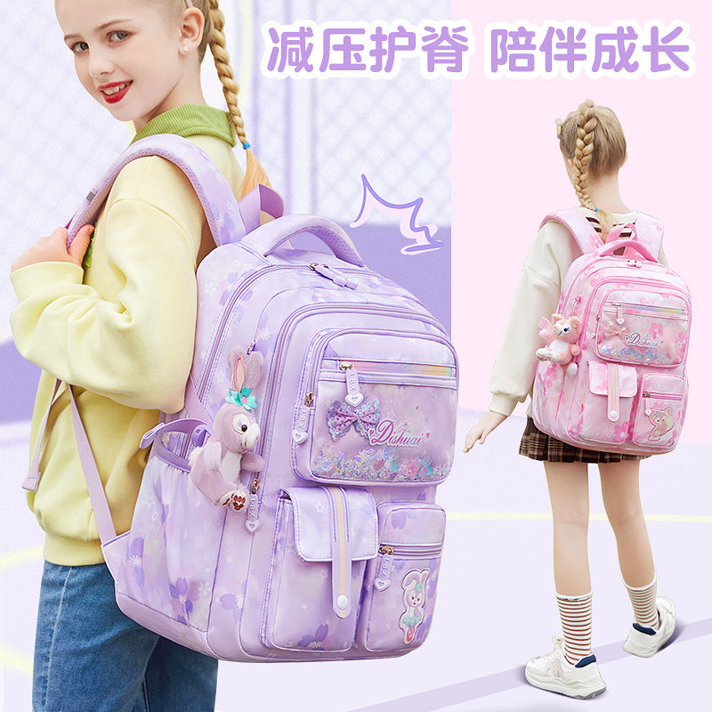Girls' school backpack - new 2026 model for grades 1-6 - lightweight, ergonomic, and spine-protecting backpack for elementary school students