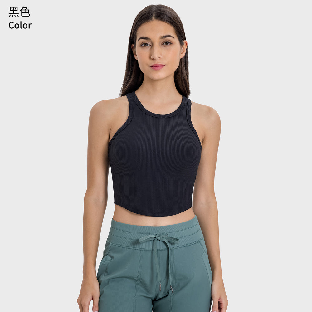 Vertical rib 2.0 new arrival quick-drying sports vest with chest pad tops sleeveless back yoga wear dss082