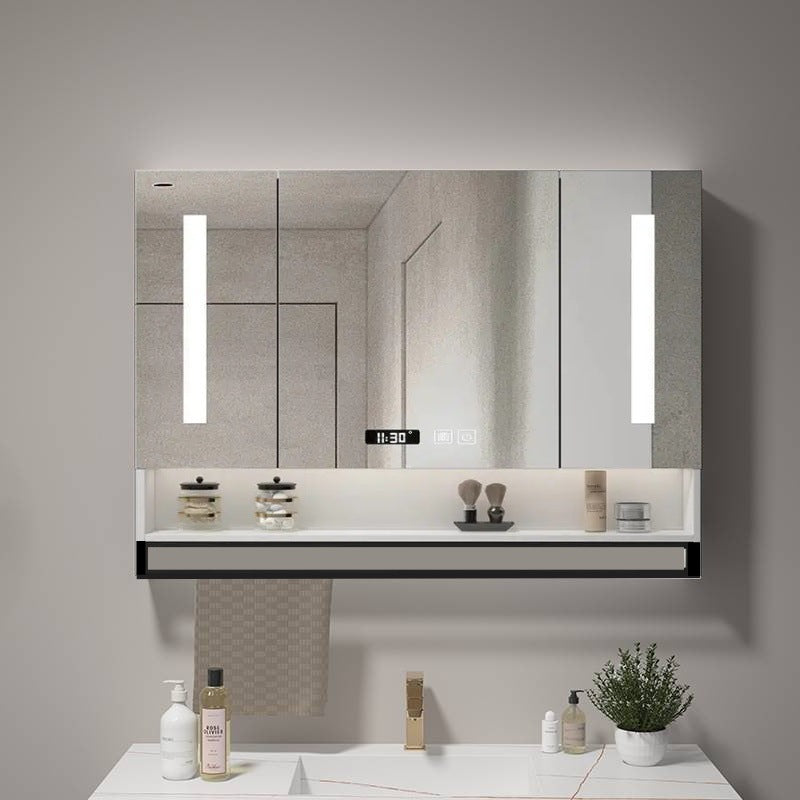 [Low price] Smart solid wood bathroom mirror cabinet, toilet mirror, separate wall-mounted bathroom with lamp storage mirror box