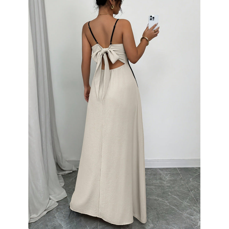 Ready-to-ship women's spaghetti strap, backless, color-block camisole dress for , 1688, and independent e-commerce stores