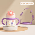 Kids' insulated sippy cup - baby learning cup with straw - baby thermos water bottle - portable dinosaur water bottle with strap for outings and kindergarten