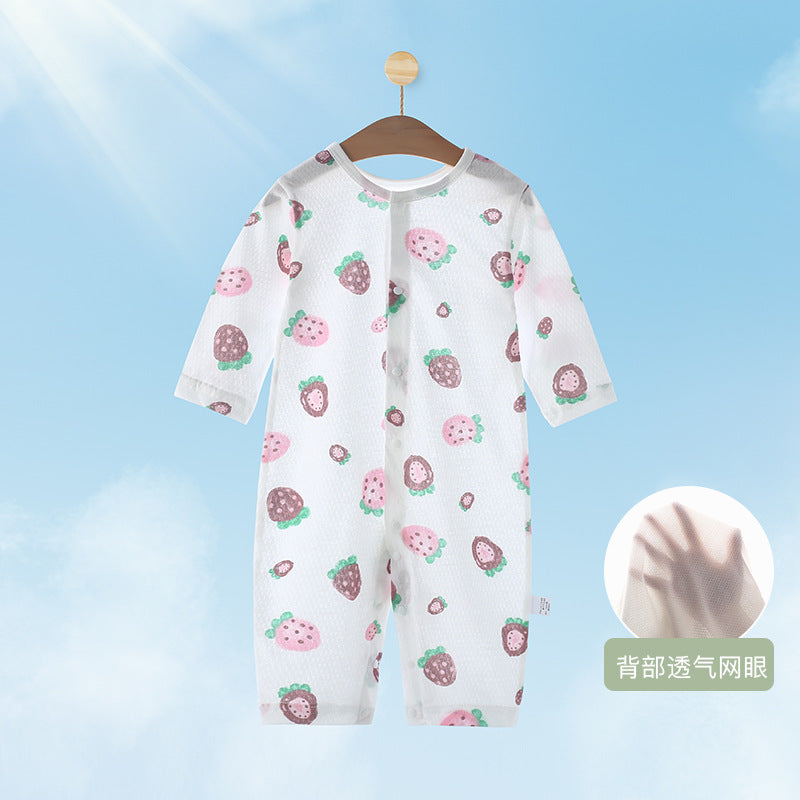 Newborn summer romper: baby long-sleeve loungewear for infants and toddlers - perfect for home, air conditioning, and crawling