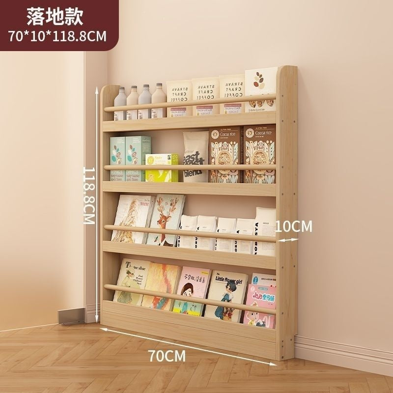 Ultra-thin door rear bookshelf against the wall for home bedroom door rear storage rack multi-layer storage solid wood all-in-one picture book storage