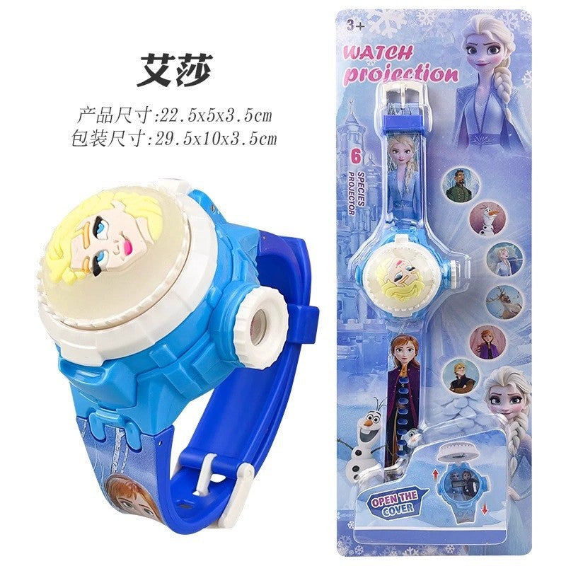 Tiktok live stream rotating colorful lights music hello kitty unicorn cartoon children's toy watch flip cover toy watch gift