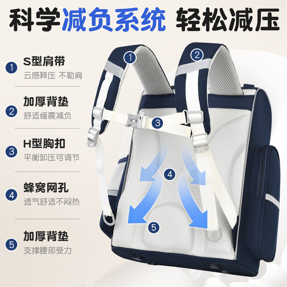 2026 new children's backpack for boys and girls, grades 1-6: large capacity, lightweight, and spine-protecting design