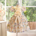 European and american style girls' chic butterfly princess dress - kids' puff sleeve sweet floral sundress for little girls