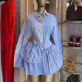 European and american cross-border women's fashion:  summer new arrival - chic and elegant lapel button-down irregular long sleeve shirt dress