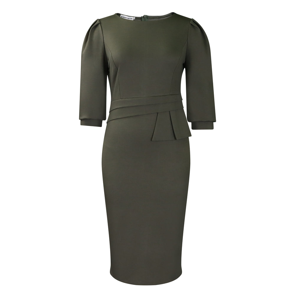D505 cross-border women's summer  new arrival: round neck pleated elegant fashion ol bodycon pencil skirt european and american style dress
