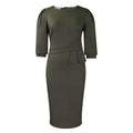 D505 cross-border women's summer  new arrival: round neck pleated elegant fashion ol bodycon pencil skirt european and american style dress