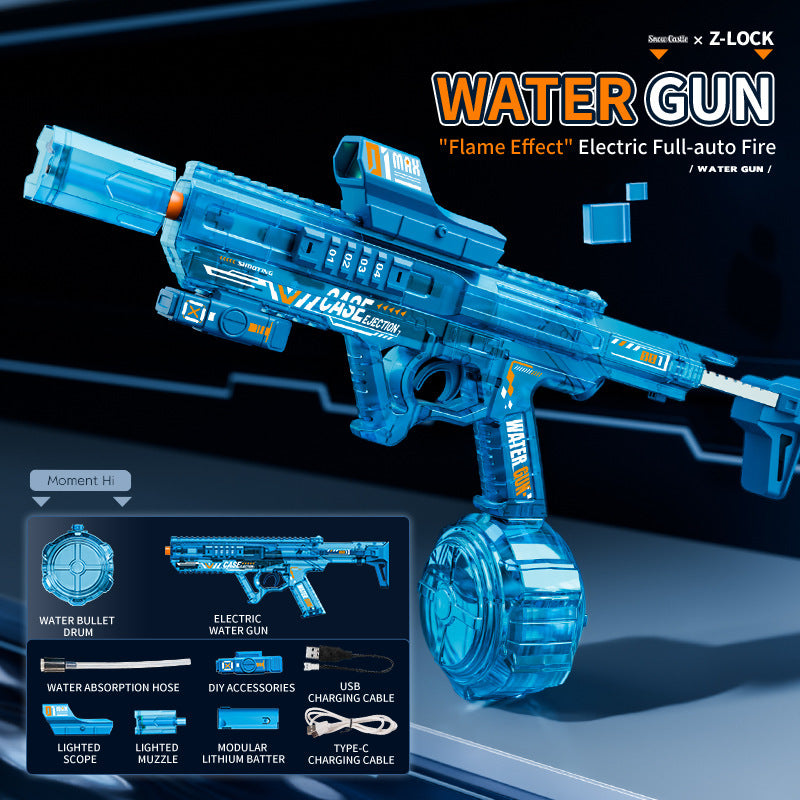 new arrival electric water gun flash linkage fully automatic burst kidssummer boys water shooting water gun