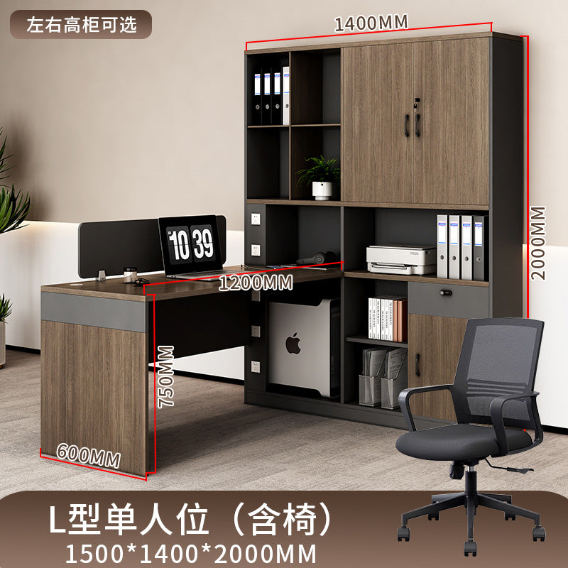 Staff desk and chair office financial computer table high cabinet furniture chair combination staff table modern screen card slot