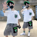 Boys' summer outfit set  new style: stylish and trendy summer streetwear for older boys and young men - cool and edgy short-sleeve clothing