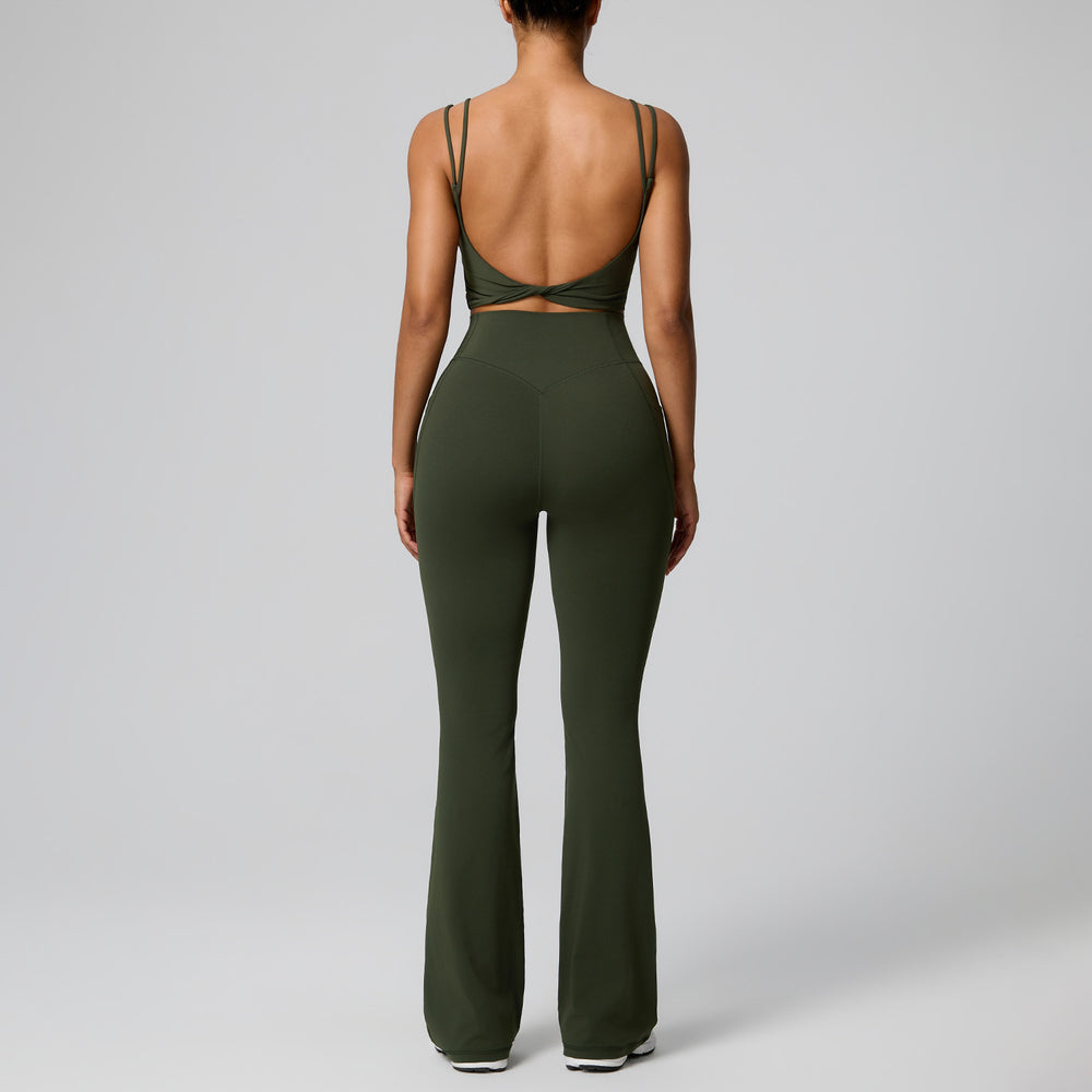 new women's activewear set: quick-dry running workout two-piece, pilates wide-leg yoga outfit
