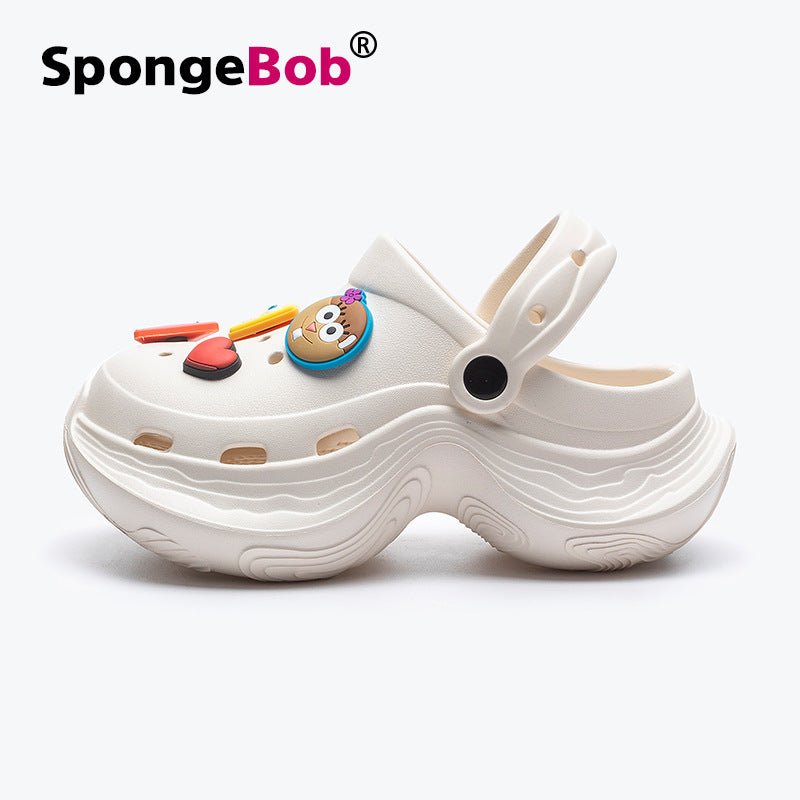 Spongebob squarepants thick sole goddess nightclub high heels crocs summer heightened toe beach sandals women's slippers