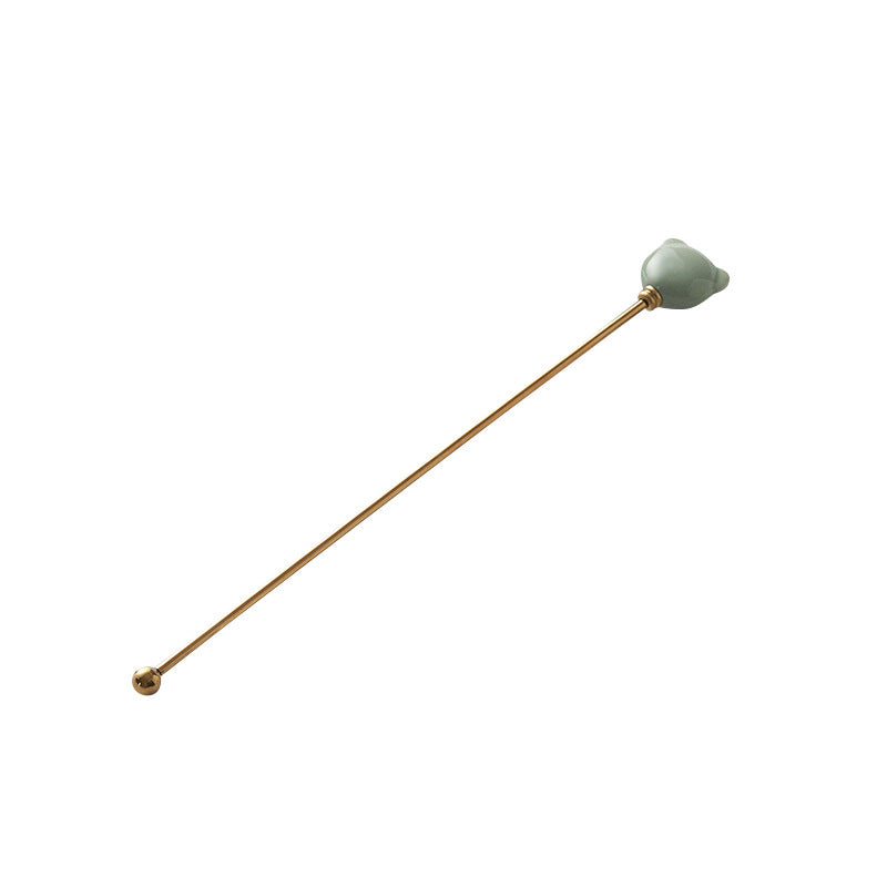 Candy-colored ceramic bear head stirring stick - anti-scald, high-style coffee stirrer & 304 stainless steel wine stirrer
