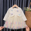 Girls' autumn outfit: korean style children's clothing, fresh plaid star pattern girl's set, hollow knit vest with gradient detail