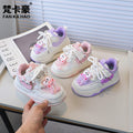 Girls' chunky sole cartoon sneakers - new autumn  korean style kids' fashion athletic shoes - versatile white sneakers for students