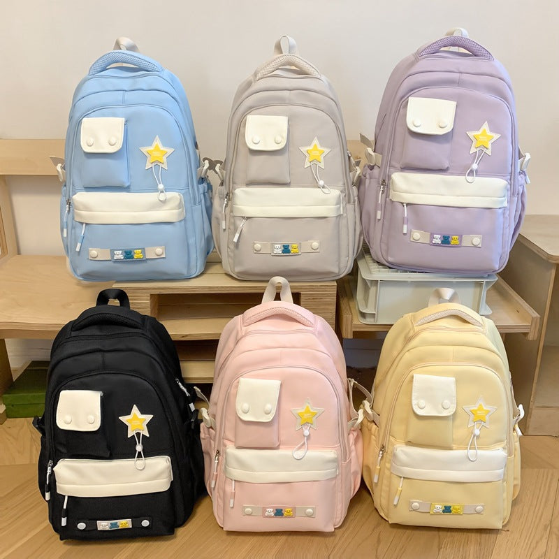 New ins college style large-capacity schoolbag Japanese simple  style backpack solid color value student bag