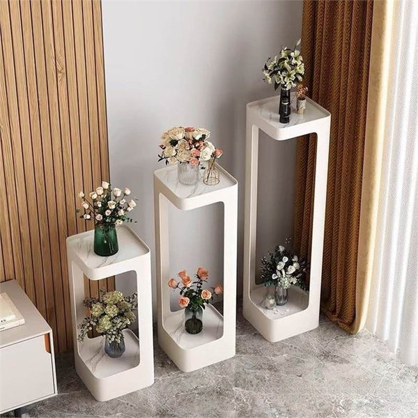 New living room balcony flower stand rack wrought iron multi-layer flower pot stand multi-layer flower stand cream wind floor type