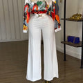 European and american cross-border women's fashion  summer new arrival: elegant turn-down collar, loose-fit printed long-sleeve shirt and wide-leg pants set