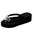 Summer rhinestone chunky sole casual women's slides beach flip-flops plus size bowknot heart sandals