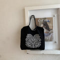 Casual women's shoulder & crossbody bag - large capacity shopping tote - nylon canvas bag - spring handmade printed fabric bag