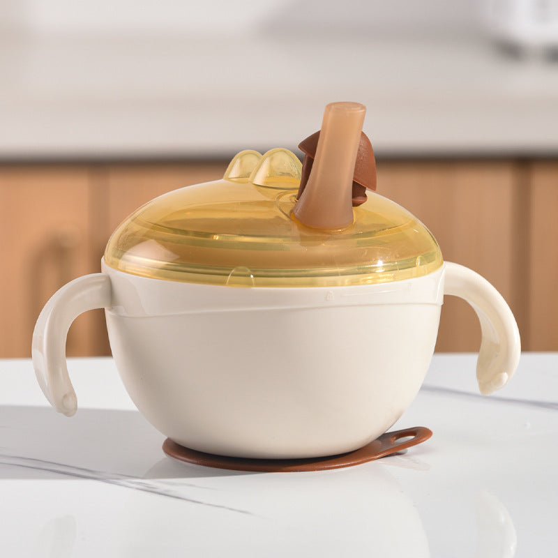 Baby food bowl with straw - anti-spill, suction cup, keeps warm - perfect for soups, cereal, and solid foods