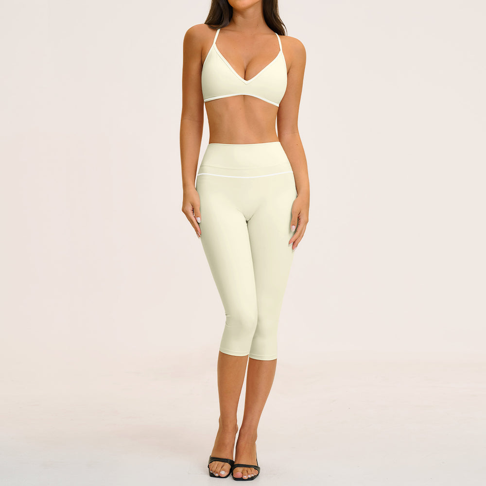 new yoga outfit: high-waisted peach lift, color block, push-up, and beautiful back design - activewear set 9615