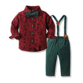 Kids autumn clothing export children's clothing christmas clothing long sleeves shirt suspenders children's suit baby boy first birthday dress