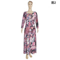 african plus size women's clothing:  &  printed round neck slimming a-line dress