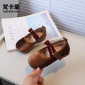 Vancahao girls' shoes:  autumn new collection - velvet bow princess shoes, kids' grandmother shoes, single shoes